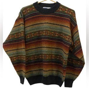 Vintage men Shetland wool Grampa sweater S autumn colours pullover oversized